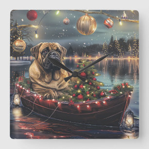 Bullmastiff Christmas Festive Voyage Square Wall Clock