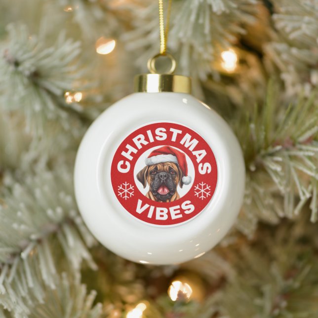 Bullmastiff Christmas Vibes Ceramic Ball Christmas Ornament (Tree)