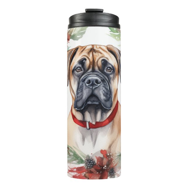 Bullmastiff Christmas Wreath Festive Pup  Thermal Tumbler (Front)
