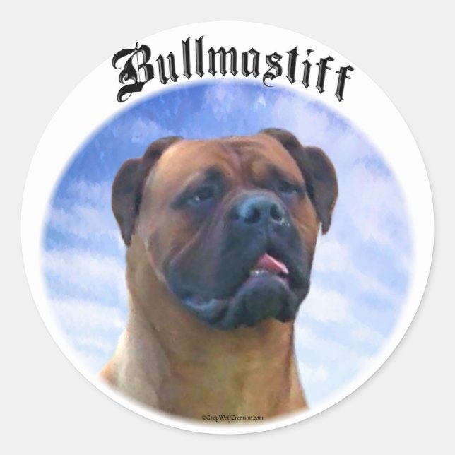 Bullmastiff Clouds Classic Round Sticker (Front)
