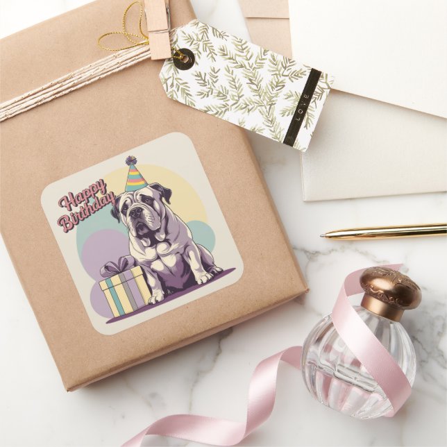 Bullmastiff Colourful Square Sticker (Gifting)