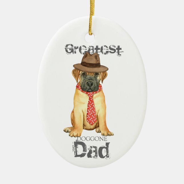 Bullmastiff Dad Ceramic Ornament (Front)