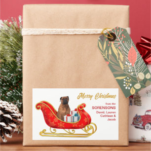 Bullmastiff Dog Christmas Sleigh Sticker