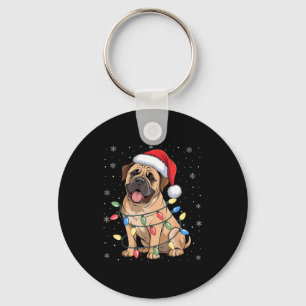 Bullmastiff Dog Christmas Tree Lights Dogs Xmas Pa Keychain