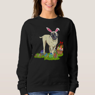 Bullmastiff Dog Easter Egg Hunting Bunny Bullmasti Sweatshirt