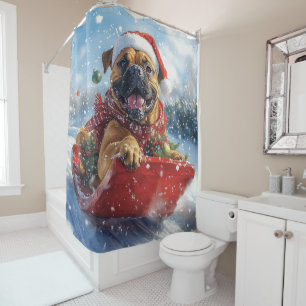 Bullmastiff Dog in Sledge Let it Snow Christmas