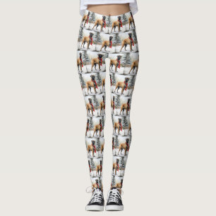 Bullmastiff Dog in Snow Christmas Leggings