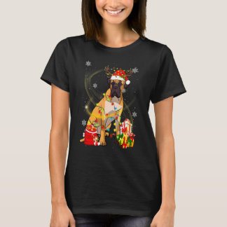 Bullmastiff Dog Reindeer Santa Christmas Dogs Paja T-Shirt