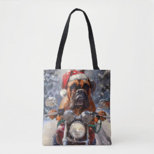 Bullmastiff Dog Riding Motorcycle Christmas Tote Bag