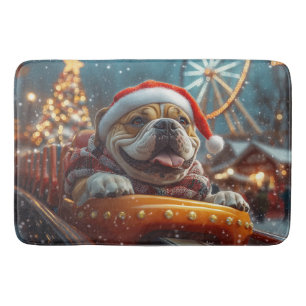 Bullmastiff Dog Roller Coaster Christmas  Bath Mat