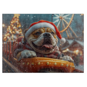Bullmastiff Dog Roller Coaster Christmas  Cutting Board