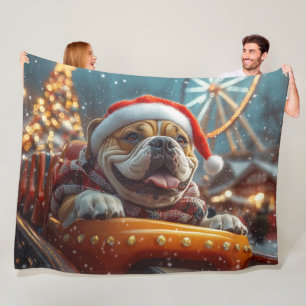 Bullmastiff Dog Roller Coaster Christmas Fleece Blanket