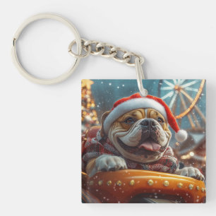 Bullmastiff Dog Roller Coaster Christmas Keychain