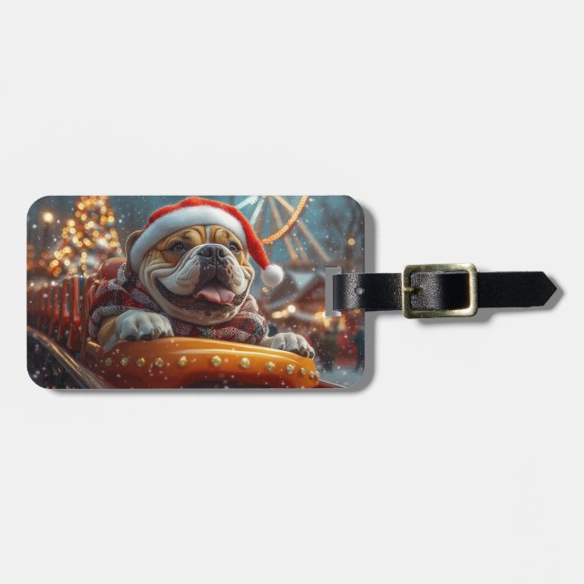 Bullmastiff Dog Roller Coaster Christmas  Luggage Tag (Front Horizontal)