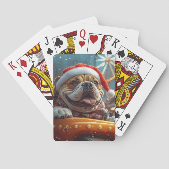 Bullmastiff Dog Roller Coaster Christmas  Playing Cards (Back)