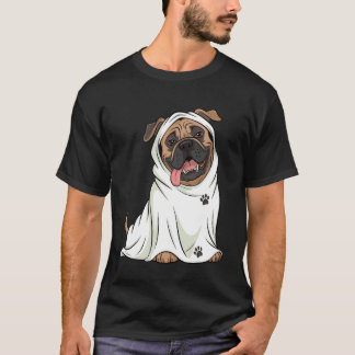 Bullmastiff Dog Wearing A White Ghost Costume Dog  T-Shirt