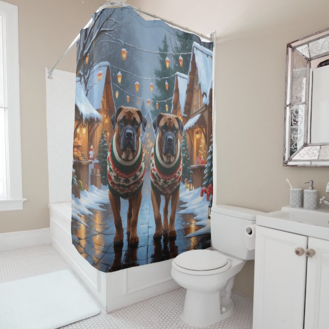 Bullmastiff Dogs Christmas Snow Holiday  (In Situ)