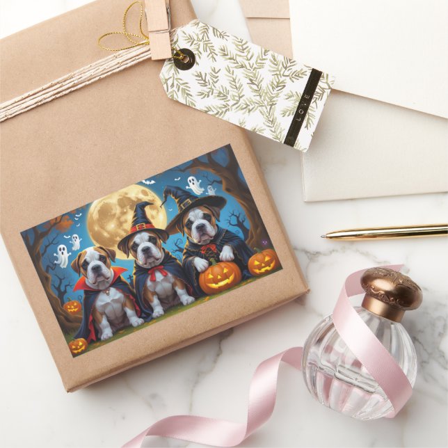 Bullmastiff Dogs Pumpkin Halloween Funny Sticker (Gifting)