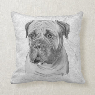 Bullmastiff Drawing Throw Pillow