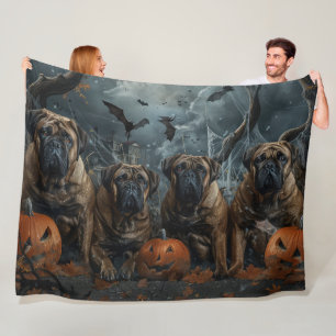 Bullmastiff Halloween Night Doggy Delight Fleece Blanket
