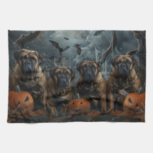 Bullmastiff Halloween Night Doggy Delight Kitchen Towel
