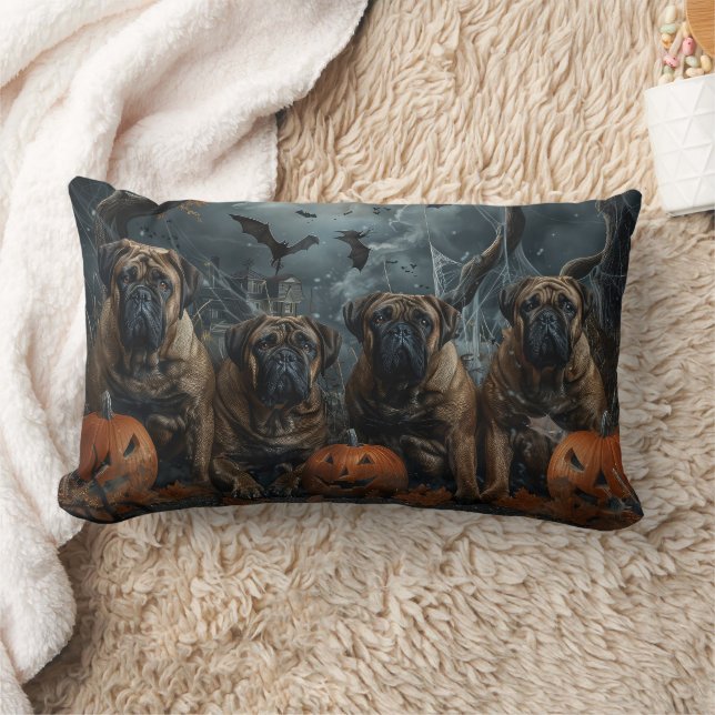 Bullmastiff Halloween Night Doggy Delight Lumbar Pillow (Blanket)