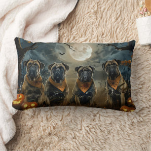 Bullmastiff Halloween Spooky Lumbar Pillow