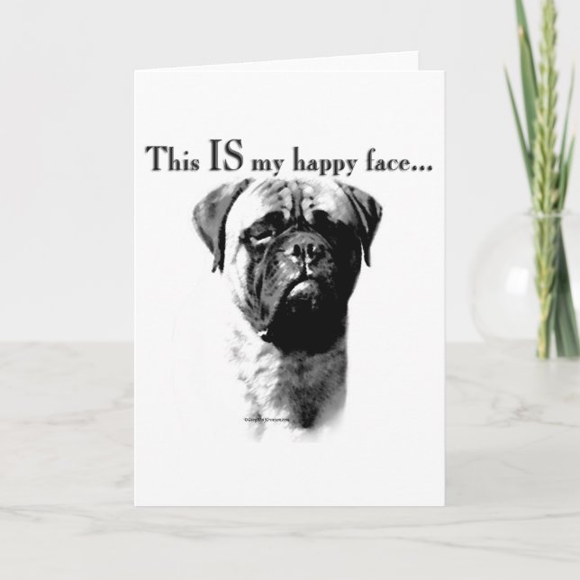 Bullmastiff Happy Face Holiday Card (Front)
