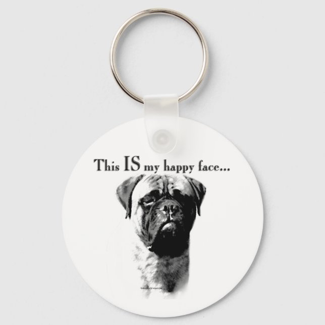 Bullmastiff Happy Face Keychain (Front)