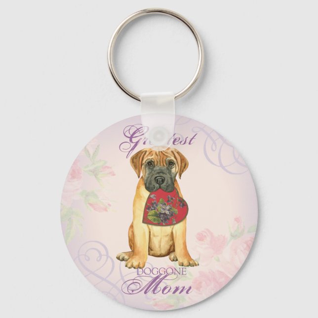 Bullmastiff Heart Mom Keychain (Front)