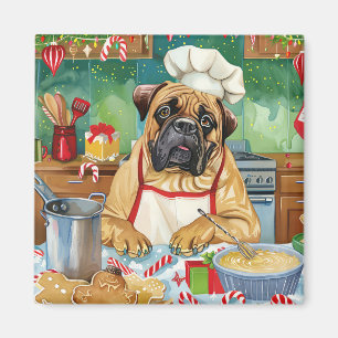 Bullmastiff Holiday Baking: Festive Christmas Magnet