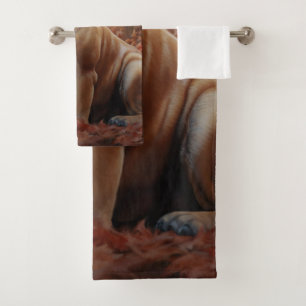 Bullmastiff in Autumn Leaves Fall Inspire Bath Towel Set