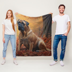 Bullmastiff in Autumn Leaves Fall Inspire Fleece Blanket
