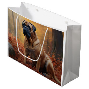 Bullmastiff  in Autumn Leaves Fall Inspire Large Gift Bag