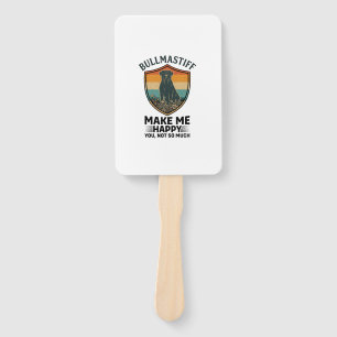 Bullmastiff Make Me Happy Dog Shield Retro Sunset Hand Fan