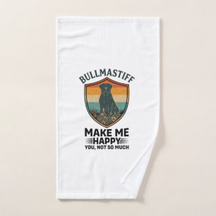 Bullmastiff Make Me Happy Dog Shield Retro Sunset Hand Towel