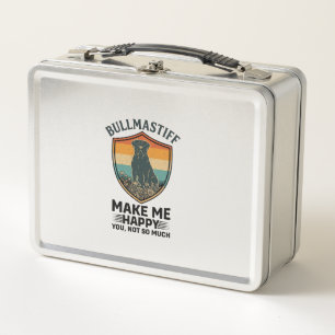 Bullmastiff Make Me Happy Dog Shield Retro Sunset Metal Lunch Box