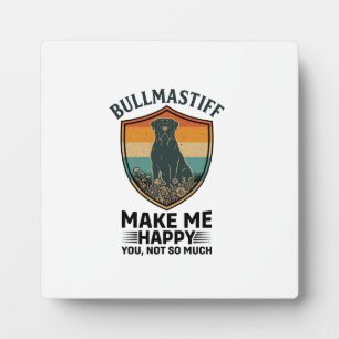 Bullmastiff Make Me Happy Dog Shield Retro Sunset Plaque