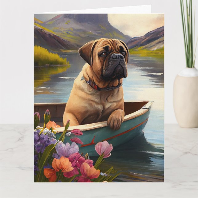 Bullmastiff on a Paddle: A Scenic Adventure Card (Front)