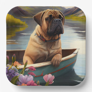 Bullmastiff on a Paddle: A Scenic Adventure Paper Plate