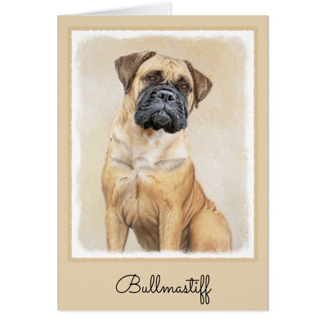 Bullmastiff Painting - Cute Original Dog Art (Front)