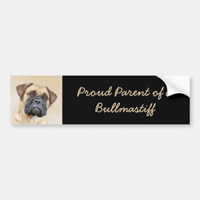 Bullmastiff Painting - Cute Original Dog Art Bumper Sticker (Front)