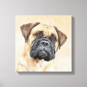Bullmastiff Painting - Cute Original Dog Art Canvas Print