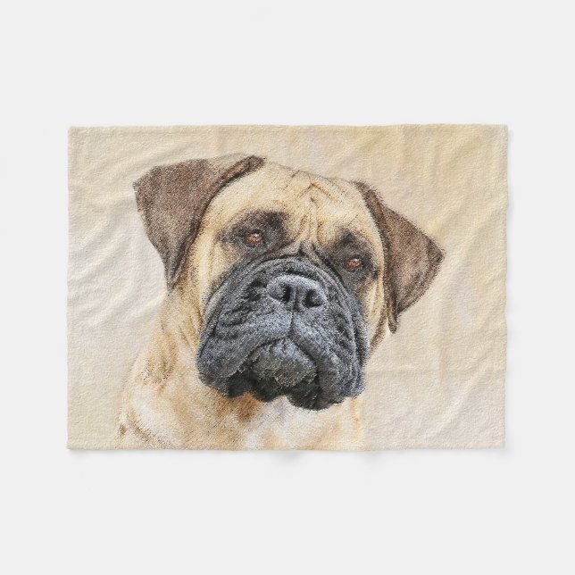 Bullmastiff Painting - Cute Original Dog Art Fleece Blanket (Front (Horizontal))