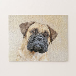 Bullmastiff Painting - Cute Original Dog Art Jigsaw Puzzle