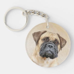 Bullmastiff Painting - Cute Original Dog Art Keychain