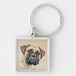 Bullmastiff Painting - Cute Original Dog Art Keychain