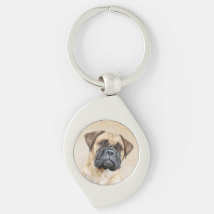 Bullmastiff Painting - Cute Original Dog Art Keychain
