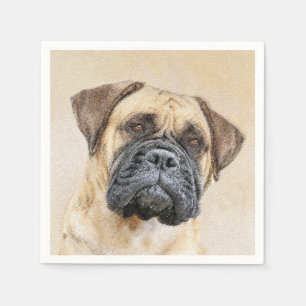 Bullmastiff Painting - Cute Original Dog Art Napkin