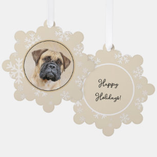 Bullmastiff Painting - Cute Original Dog Art Ornament Card